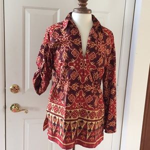 Lauren Ralph Lauren orange print cotton tunic